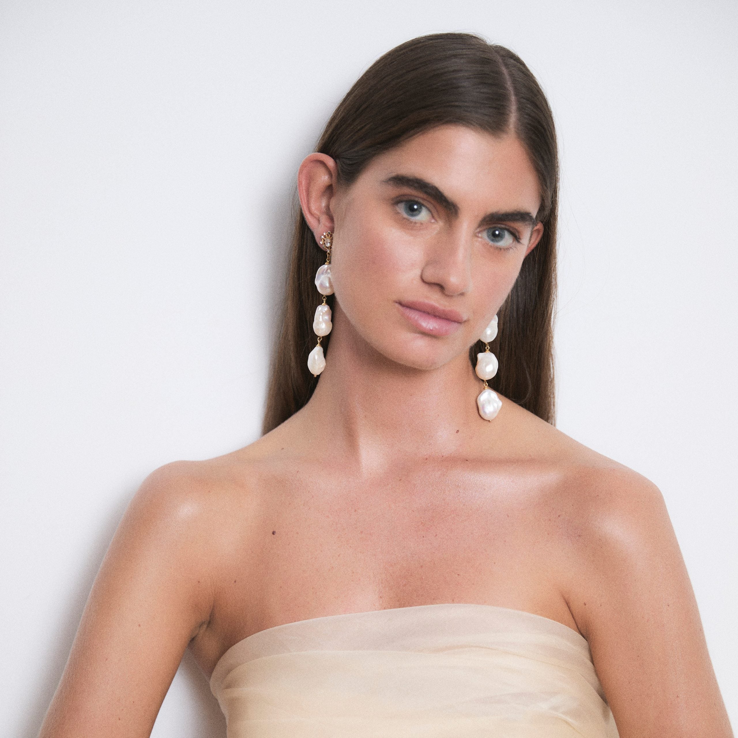 Pendientes Triple Perlas XL