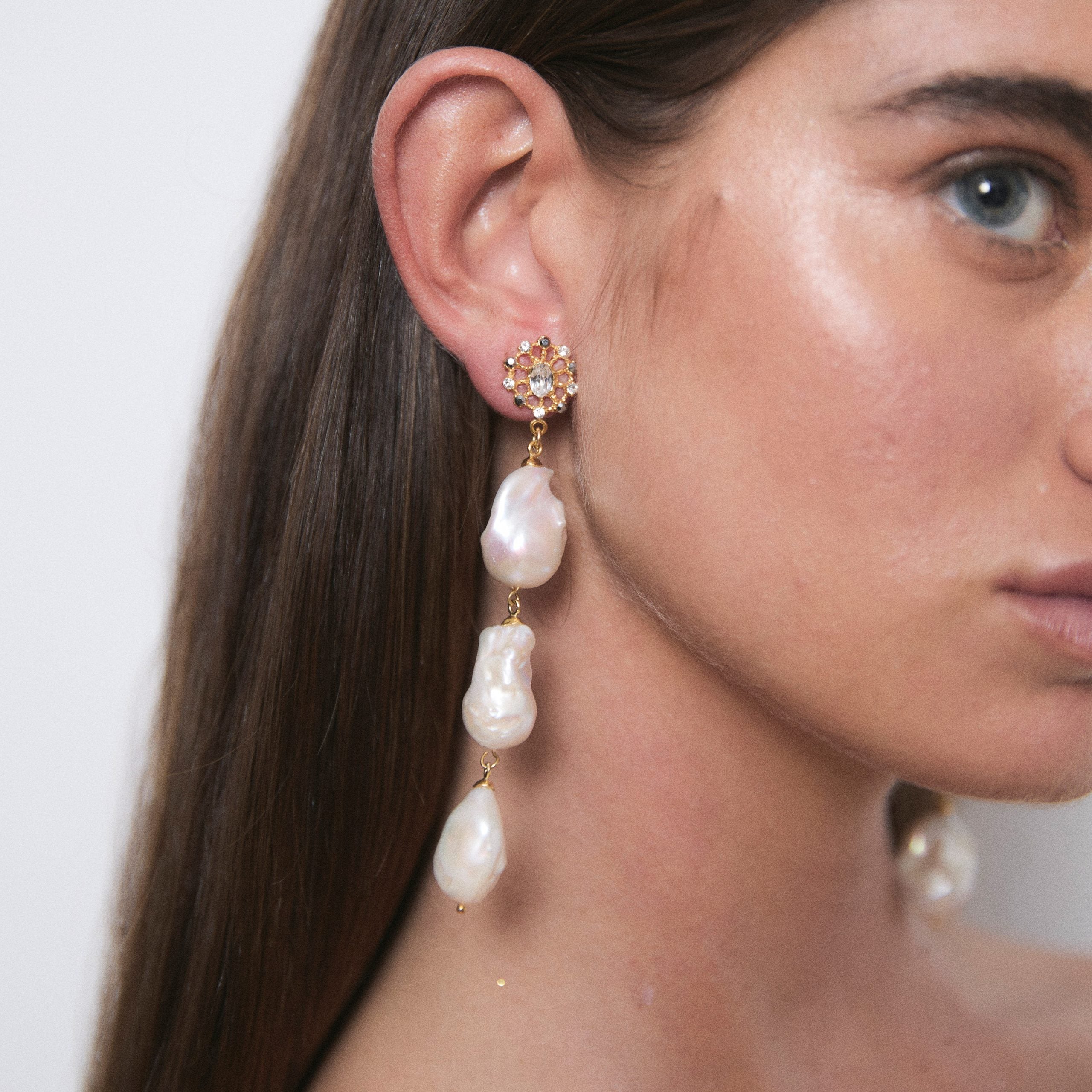 Pendientes Triple Perlas XL