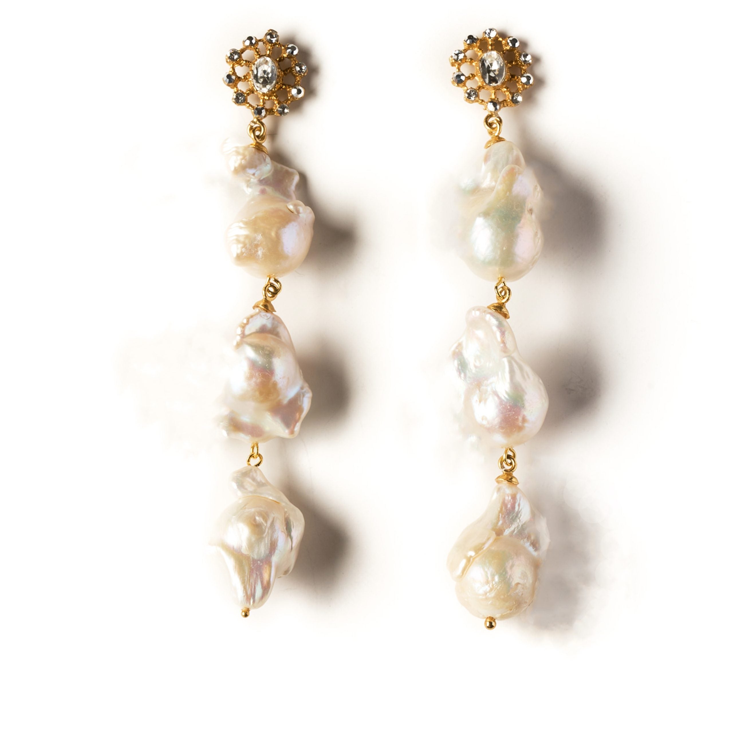 Pendientes Triple Perlas XL